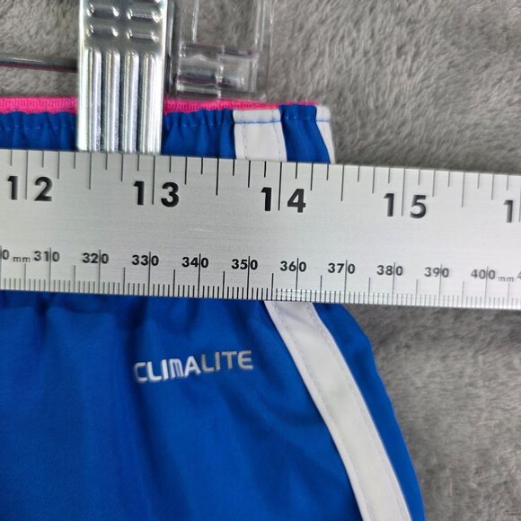 Womens Adidas Blue Pink White Climalite Shorts Athletic Polyester 4" Inseam M - Picture 8 of 13